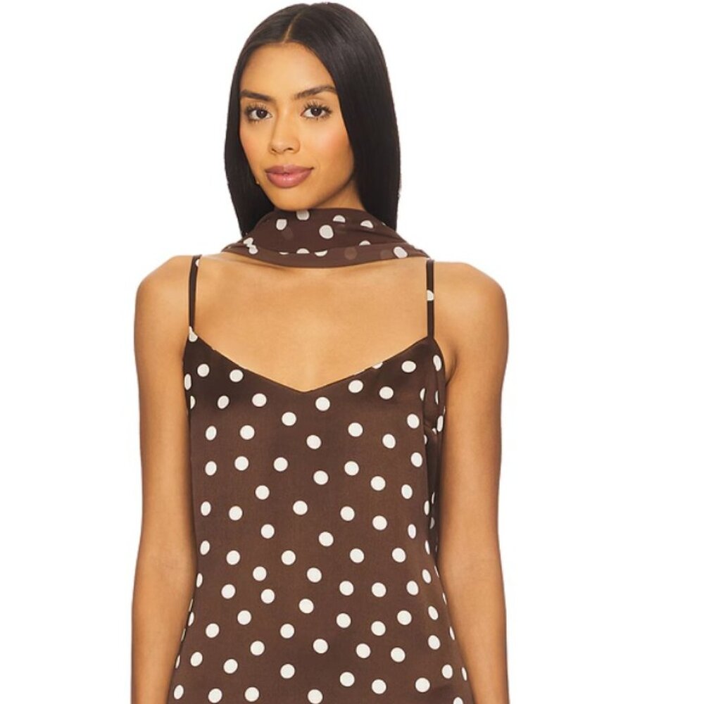 Show Me Your Mumu Dalia Maxi Dress in Chocolate Brown Polka Dot, Size XS